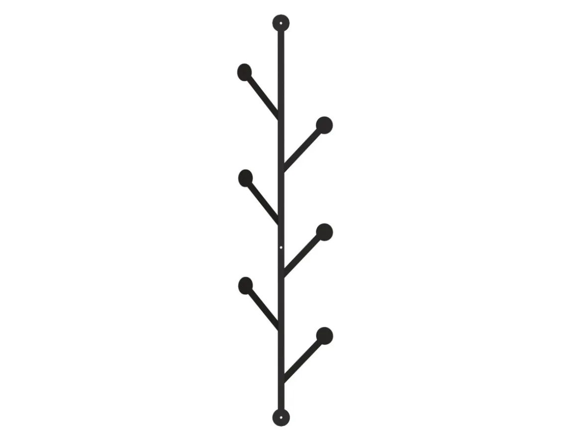 Porte manteau mural en métal "Ponpon" - 22 x 5 x 94 cm - Noir