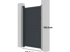 Portillon aluminium "Maurice" - 101.2 x 155.9 cm - Gris