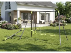 Portique de jeu en métal avec balançoire à bascule 