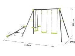 Portique de jeu en métal avec balançoire à bascule 