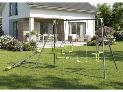 Portique de jeu en métal avec balançoire a bascule 