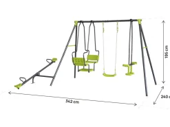 Portique de jeu en métal avec balançoire a bascule 