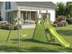 Portique de jeu en métal avec toboggan