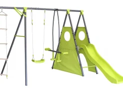 Portique de jeu métal avec toboggan 