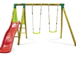 Portique en bois "Balanga" - Avec 1 Toboggan et 2 Balançoires.