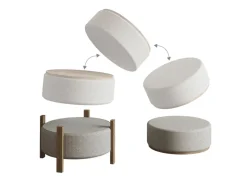 Pouf en bois "Clone" - 47 x 48 x 45 cm - Beige