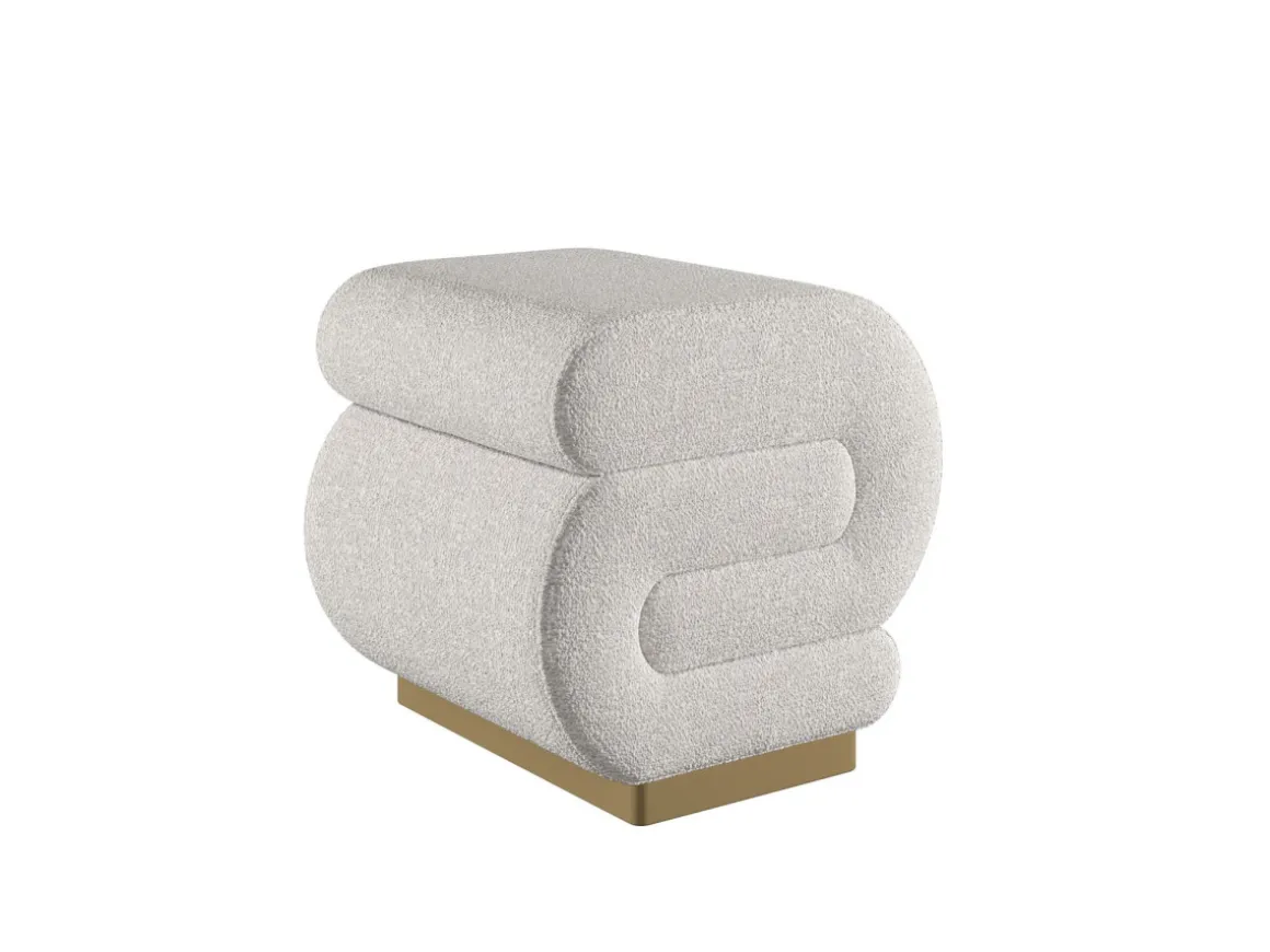 Pouf en bois "Sally" 40 x 42 x 42 cm - Crème