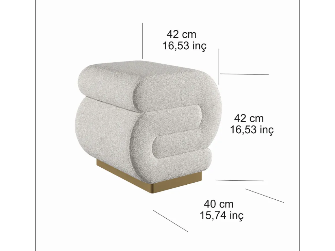 Pouf en bois "Sally" 40 x 42 x 42 cm - Crème