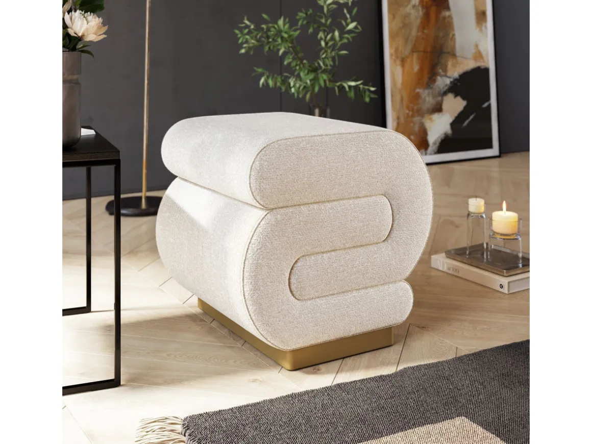 Pouf en bois "Sally" 40 x 42 x 42 cm - Crème
