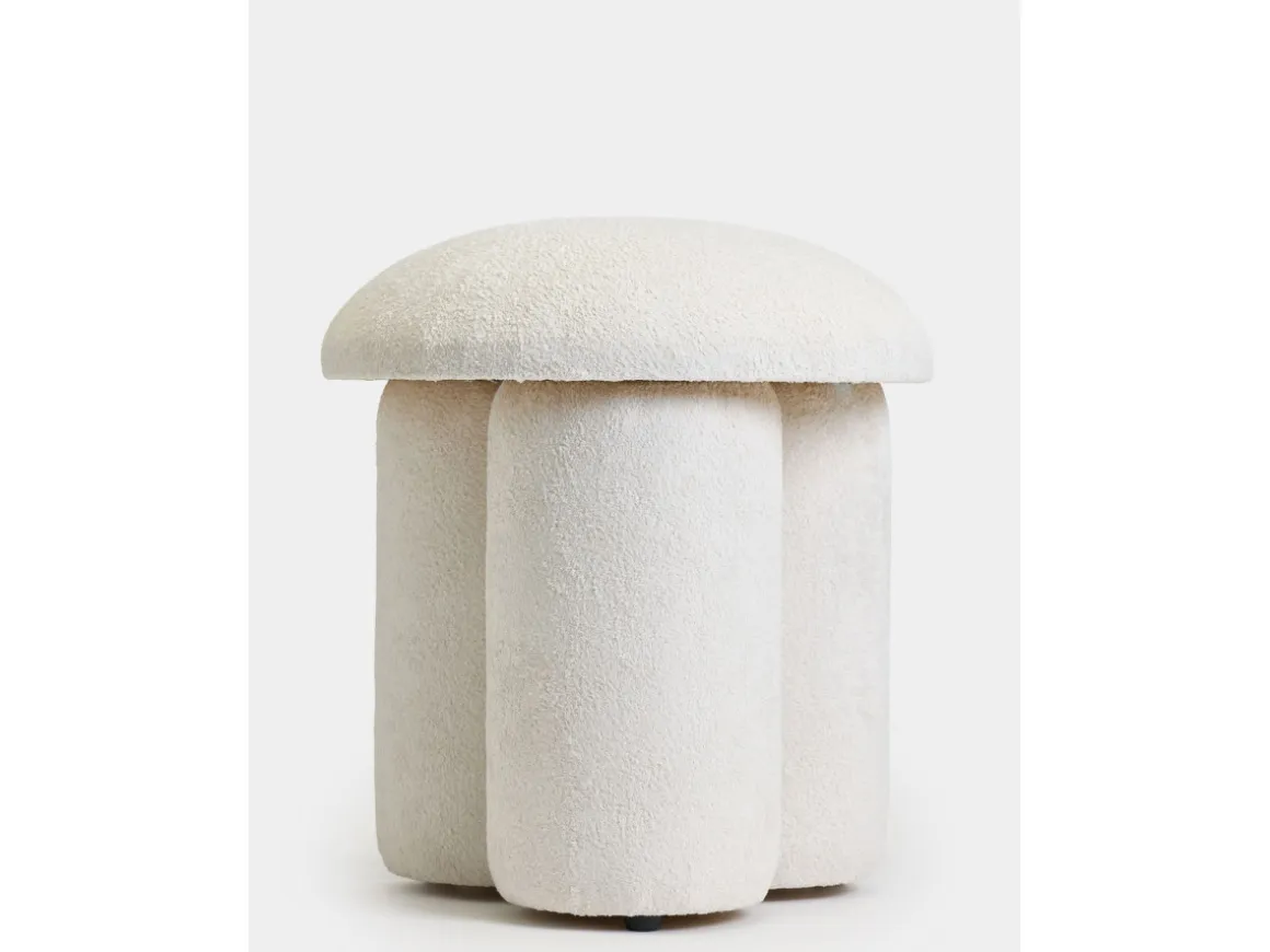 Pouf en tissu "Magnus" - 45 x 45 x 48 cm - Blanc