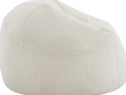 Pouf en velours côtelé  "Cusco" - 80 x 74 x 49 cm - Beige