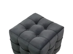 Pouf en velours "Lizbon" - 42 x 42 x 42 cm - Gris