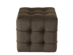 Pouf en velours "Lizbon" - 42 x 42 x 42 cm - Marron