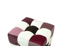 Pouf en velours "Patchwork" - 42 x 42 x 42 cm - Multicolore
