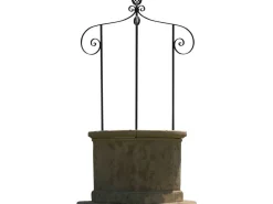 Puits de jardin -  diamètre 120 x 210 cm - Hauteur du corps en pierre : 78 cm - Diamètre intérieur 77 cm