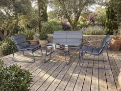 Salon de jardin avec coussins en métal 