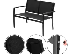 Salon de jardin bas "Lino" - 4 places  - Noir