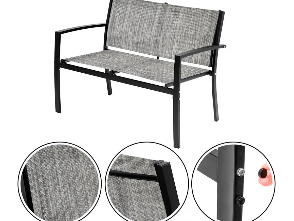 Salon de jardin bas "Lino" - 4 places - Gris