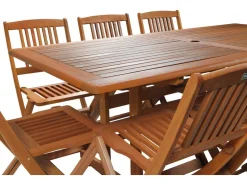 Salon de jardin bois exotique "Hongkong" - Table fixe + 8 chaises pliantes