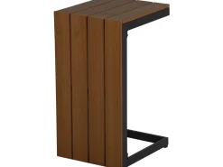 Salon de jardin canapé d'angle modulable décor imitation bois 