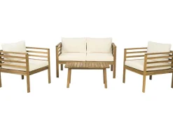 Salon de jardin en bois avec coussins inclus