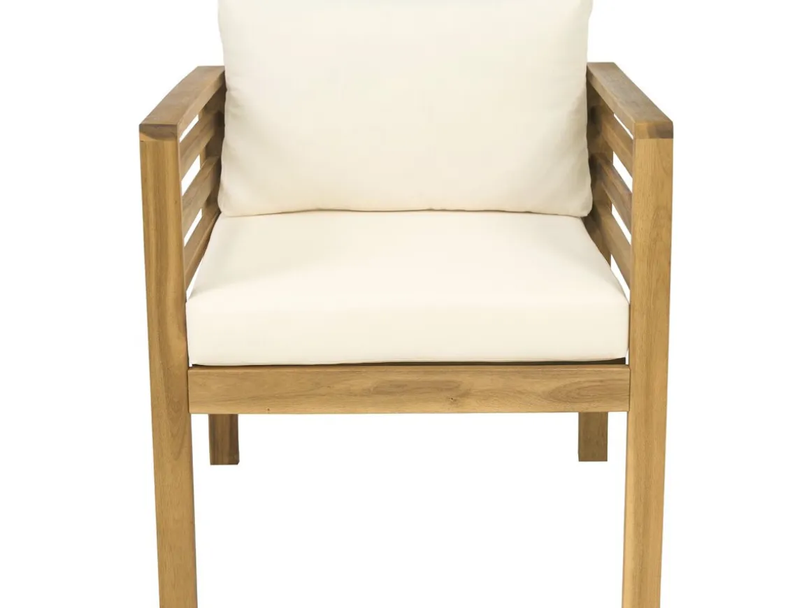 Salon de jardin en bois avec coussins inclus "Beckham" - 4 places - Beige
