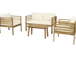 Salon de jardin en bois avec coussins inclus