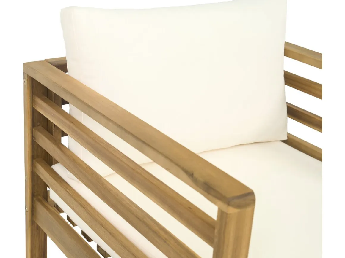 Salon de jardin en bois avec coussins inclus "Beckham" - 4 places - Beige