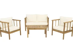 Salon de jardin en bois avec coussins inclus 