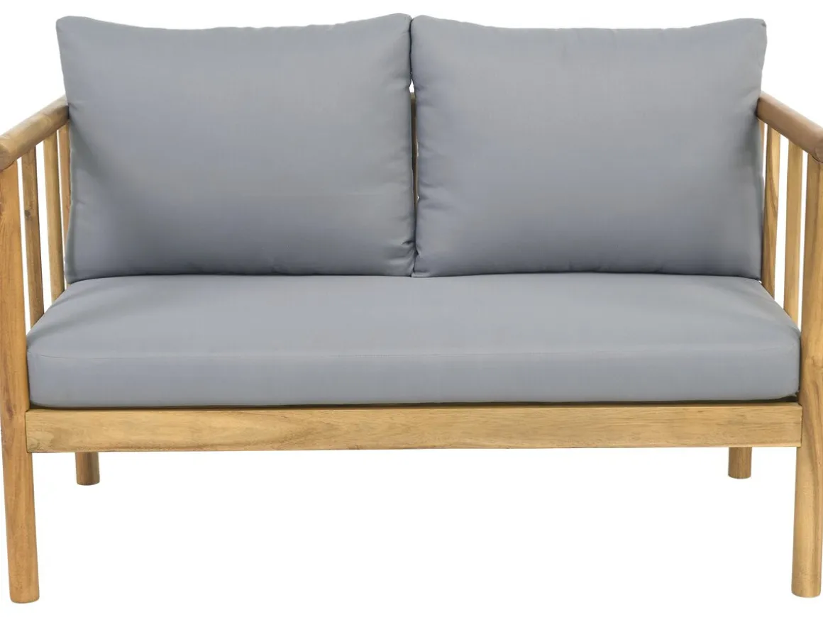 Salon de jardin en bois avec coussins inclus "Milano" - 4 places - Gris