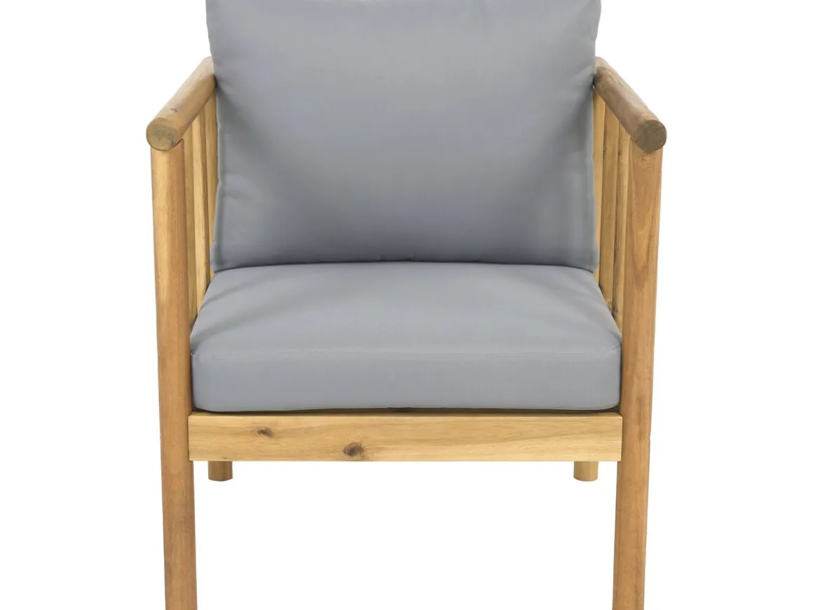 Salon de jardin en bois avec coussins inclus "Milano" - 4 places - Gris