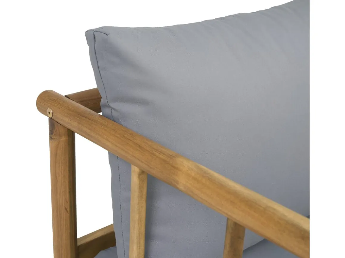 Salon de jardin en bois avec coussins inclus "Milano" - 4 places - Gris