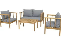 Salon de jardin en bois avec coussins inclus