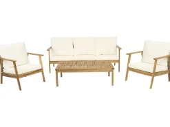 Salon de jardin en bois d'acacia avec coussins 