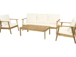 Salon de jardin en bois d'acacia avec coussins 