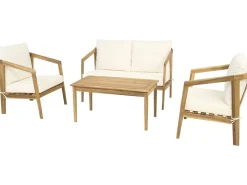 Salon de jardin en bois d'acacia avec coussins 