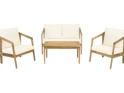 Salon de jardin en bois d'acacia avec coussins 