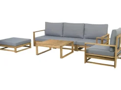 Salon de jardin en bois d'acacia avec coussins 