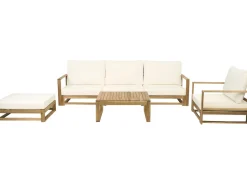 Salon de jardin en bois modulable avec coussins 