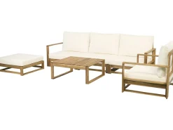 Salon de jardin en bois modulable avec coussins 