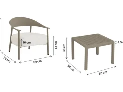 Salon de jardin en métal et plastique