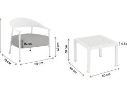 Salon de jardin en métal et plastique