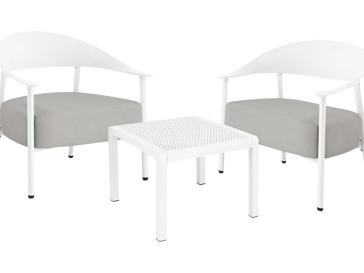 Salon de jardin en métal et plastique "Céora" - 2 places - Blanc