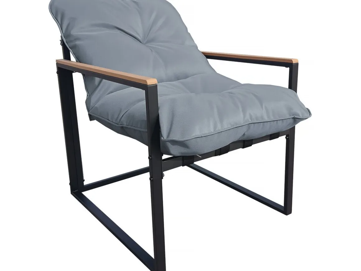 Salon de jardin "Jules" - 4 places - Gris/Noir