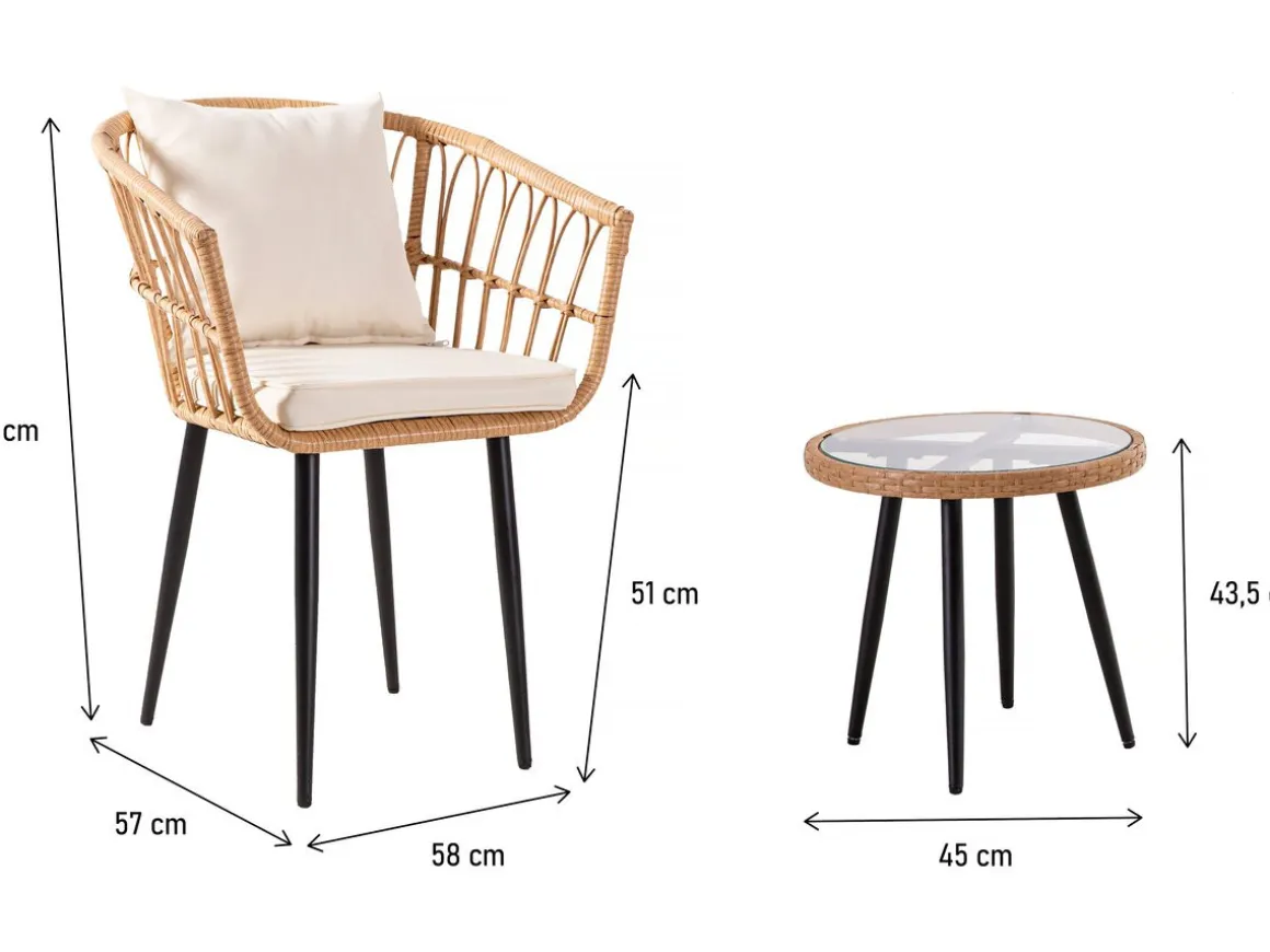 Salon de jardin rotin "Vela" - 2 places - Marron