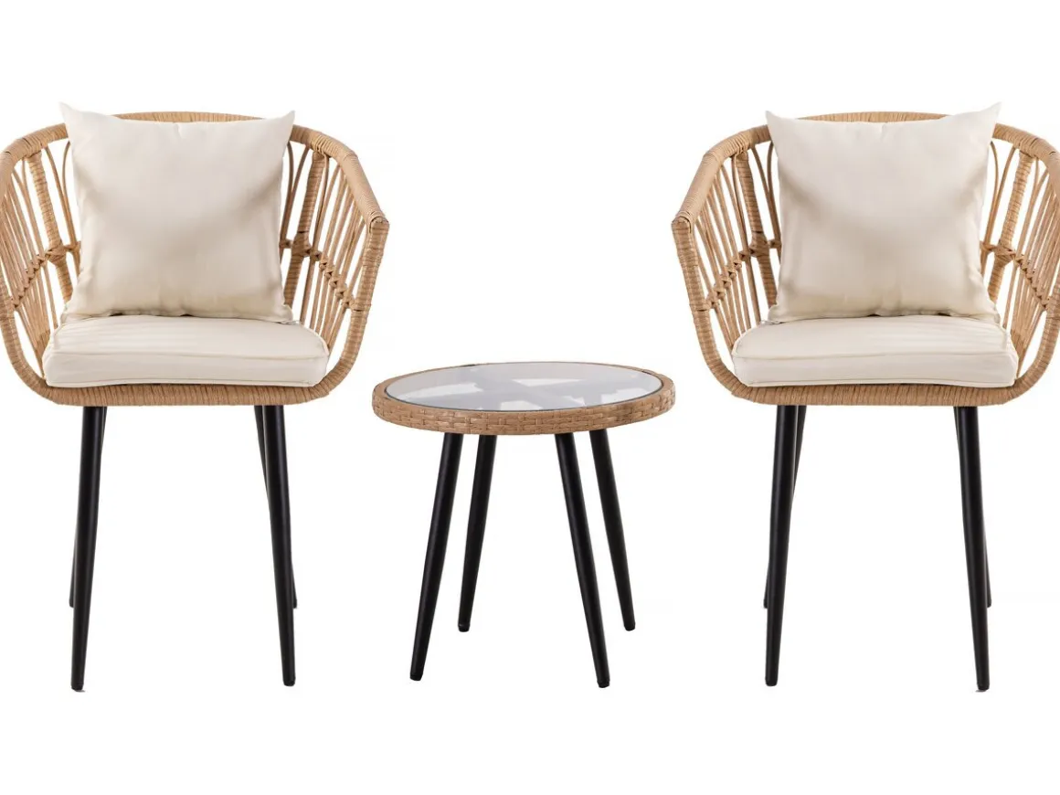 Salon de jardin rotin "Vela" - 2 places - Marron
