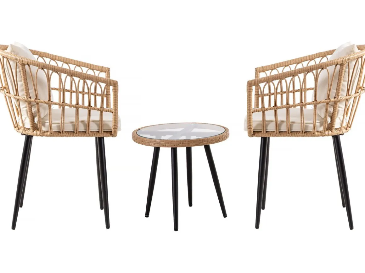 Salon de jardin rotin "Vela" - 2 places - Marron