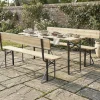 Salon de jardin set brasserie en bois avec dossier "Lisbonne" - 180 cm - Marron