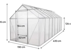 Serre jardin en polycarbonate 430 x 190 x 195 cm