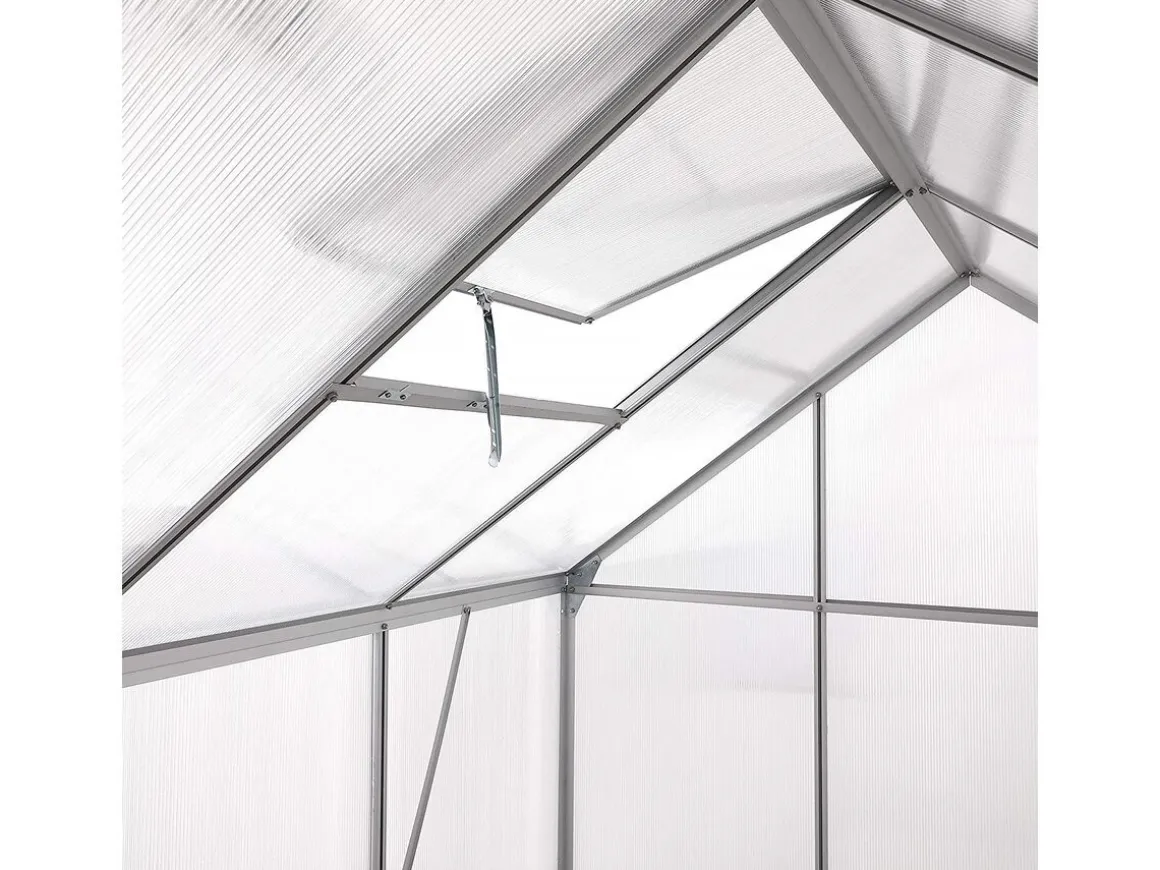 Serre jardin en polycarbonate 430 x 190 x 195 cm "Basilic" - 8,17 m² - Gris